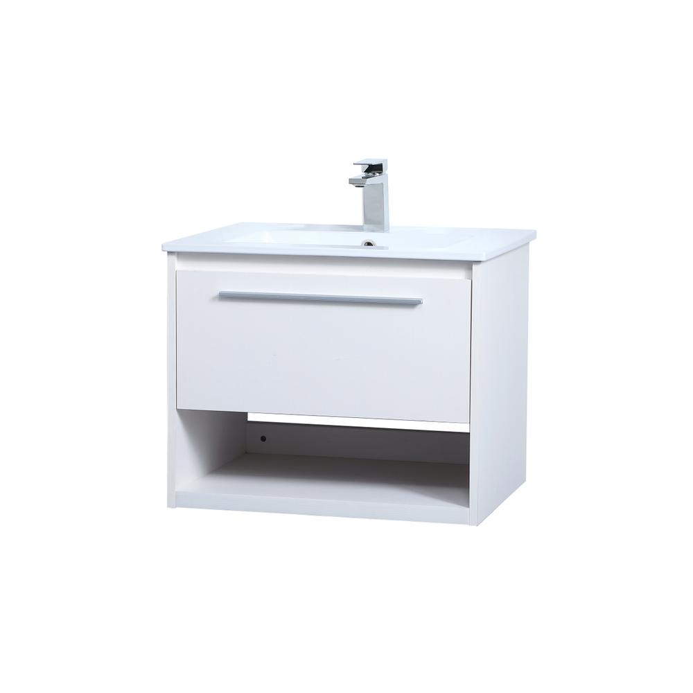24 inch  Single Bathroom Floating Vanity in White. Picture 6