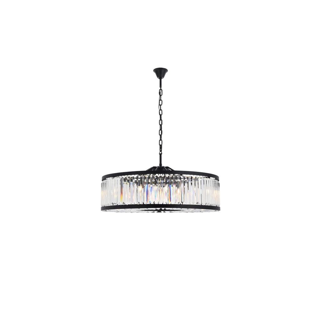 Chelsea 10 light Matte Black Chandelier Clear Royal Cut Crystal. Picture 1