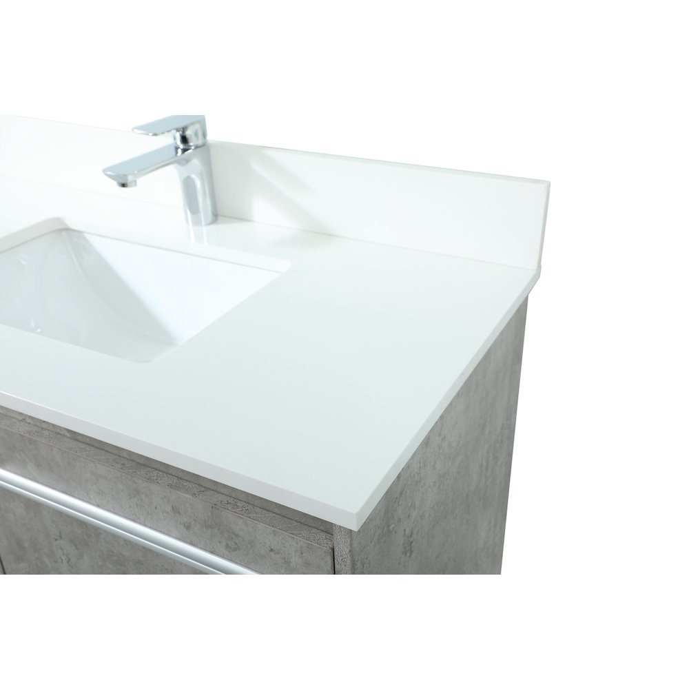 36 Inch Single Bathroom Vanity In Concrete Grey With Backsplash. Picture 12