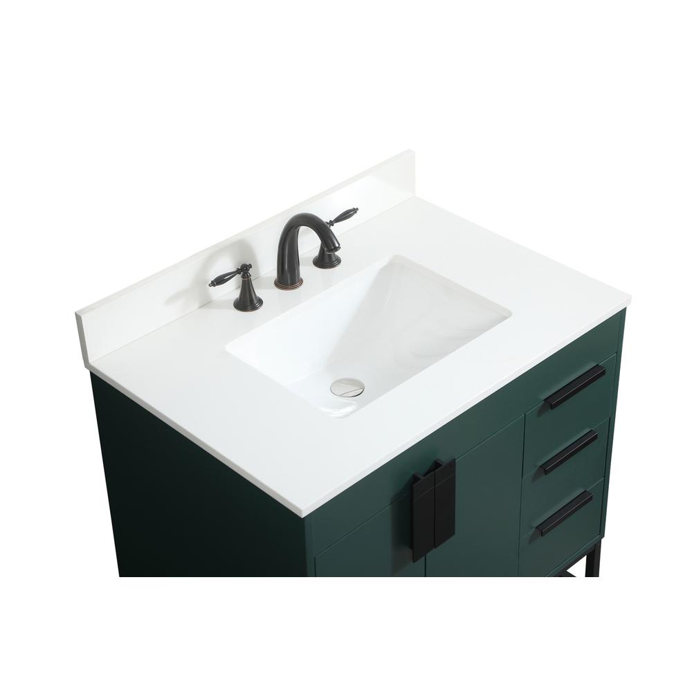 32 inch Single bathroom vanity in green with backsplash. Picture 10
