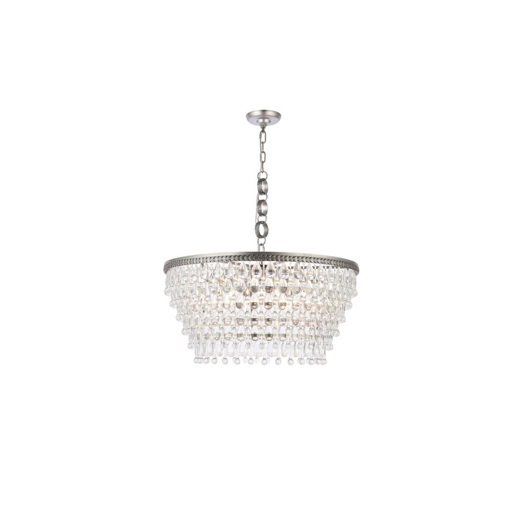 Nordic 6 light antique silver Chandelier Clear Royal Cut Crystal. Picture 1