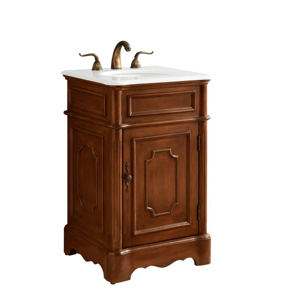 21 inch Single Bathroom vanity in Teak with ivory white engineered marble. Picture 11