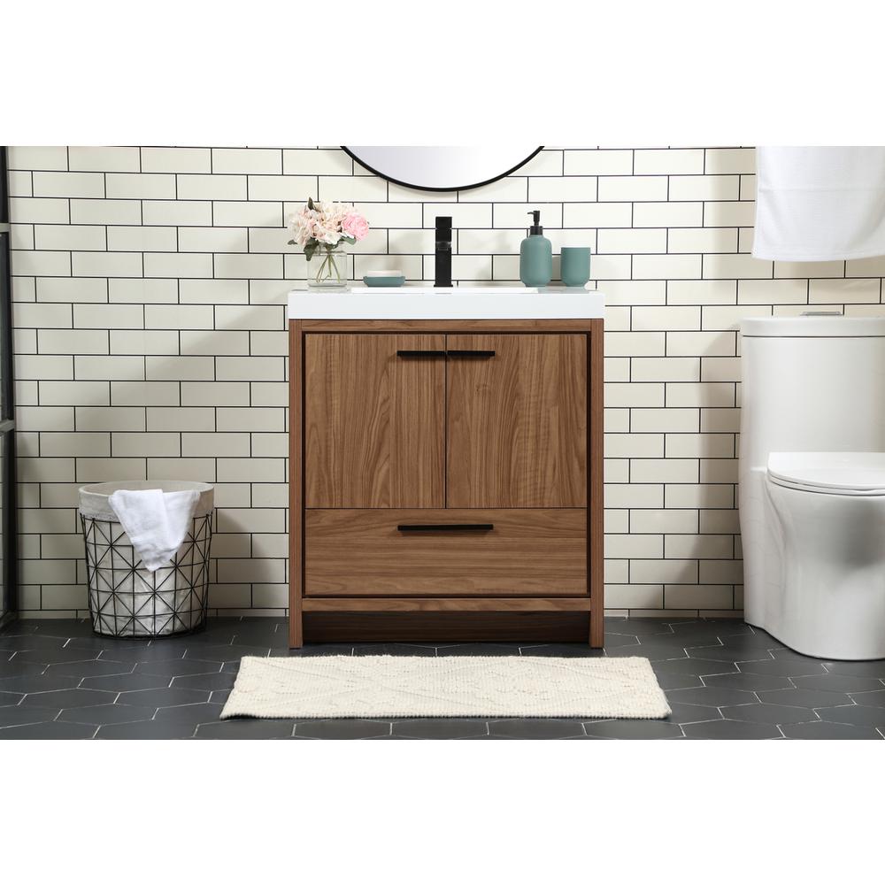 30 inch Single bathroom vanity in walnut brown. Picture 14