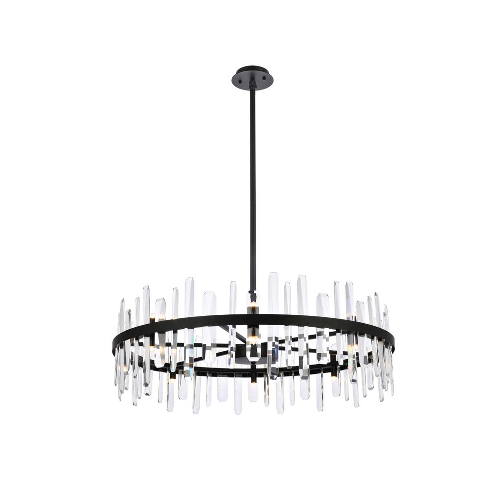 Serena 36 inch crystal round chandelier in black. Picture 1