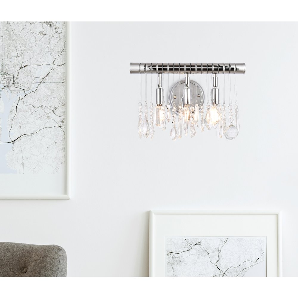 Chorus Line 3 Light Chrome Wall Sconce Clear Royal Cut Crystal. Picture 2