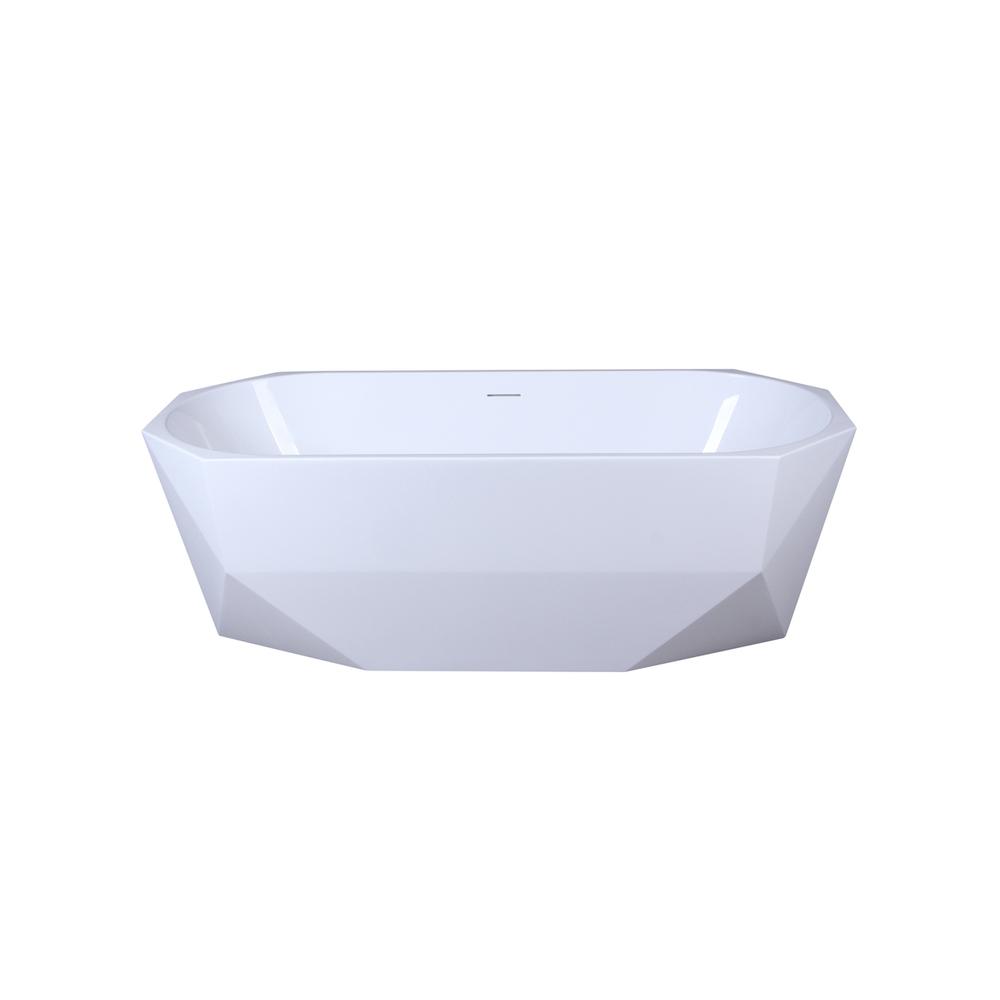 67 inch soaking diamond style bathtub in glossy white. Picture 1