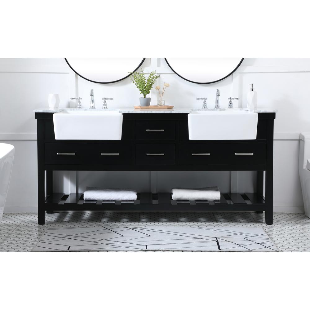 72 inch double bathroom vanity in black. Picture 14