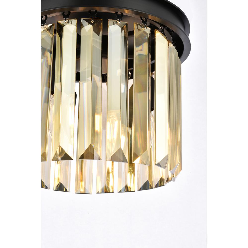 Sydney 3 light Matte Black Pendant Golden Teak (Smoky) Royal Cut Crystal. Picture 5