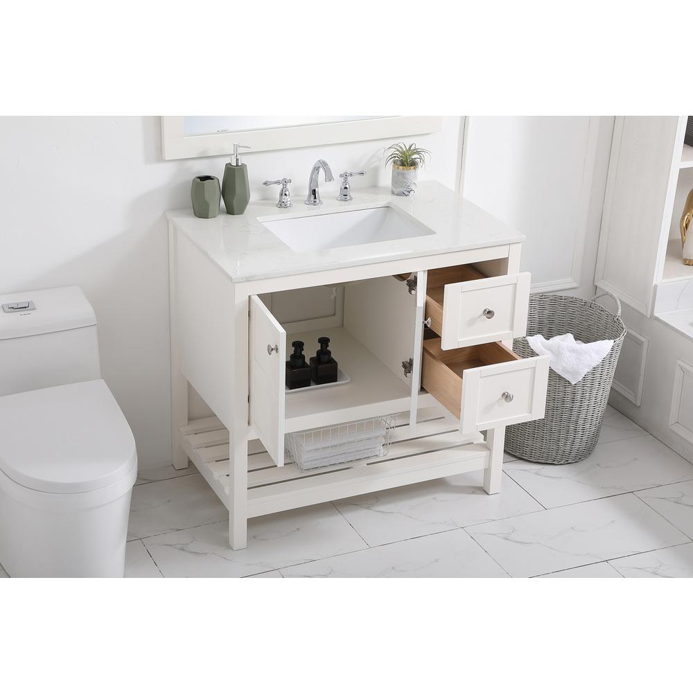 36 inch Single Bathroom Vanity in White. Picture 3