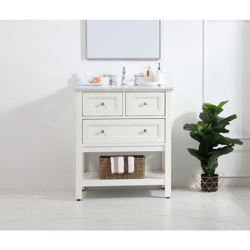 30 in. Single bathroom vanity set in White. Picture 14
