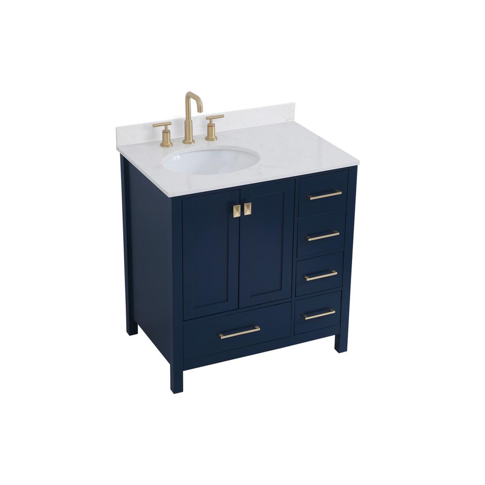32 inch Single Bathroom Vanity in Blue with Backsplash. Picture 8