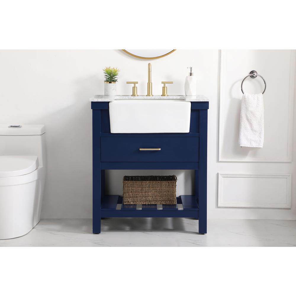 30 inch Single bathroom vanity in blue. Picture 14