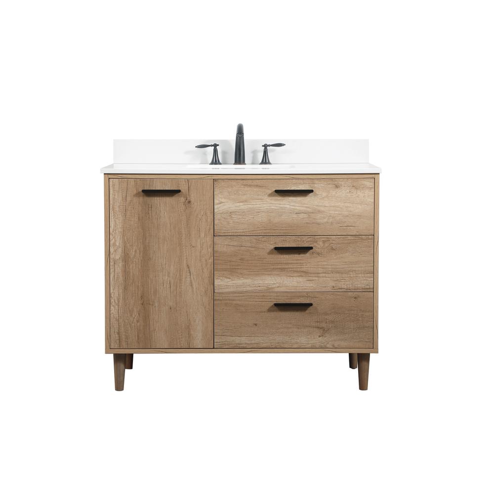 42 inch Single bathroom vanity in natural oak with backsplash. Picture 1