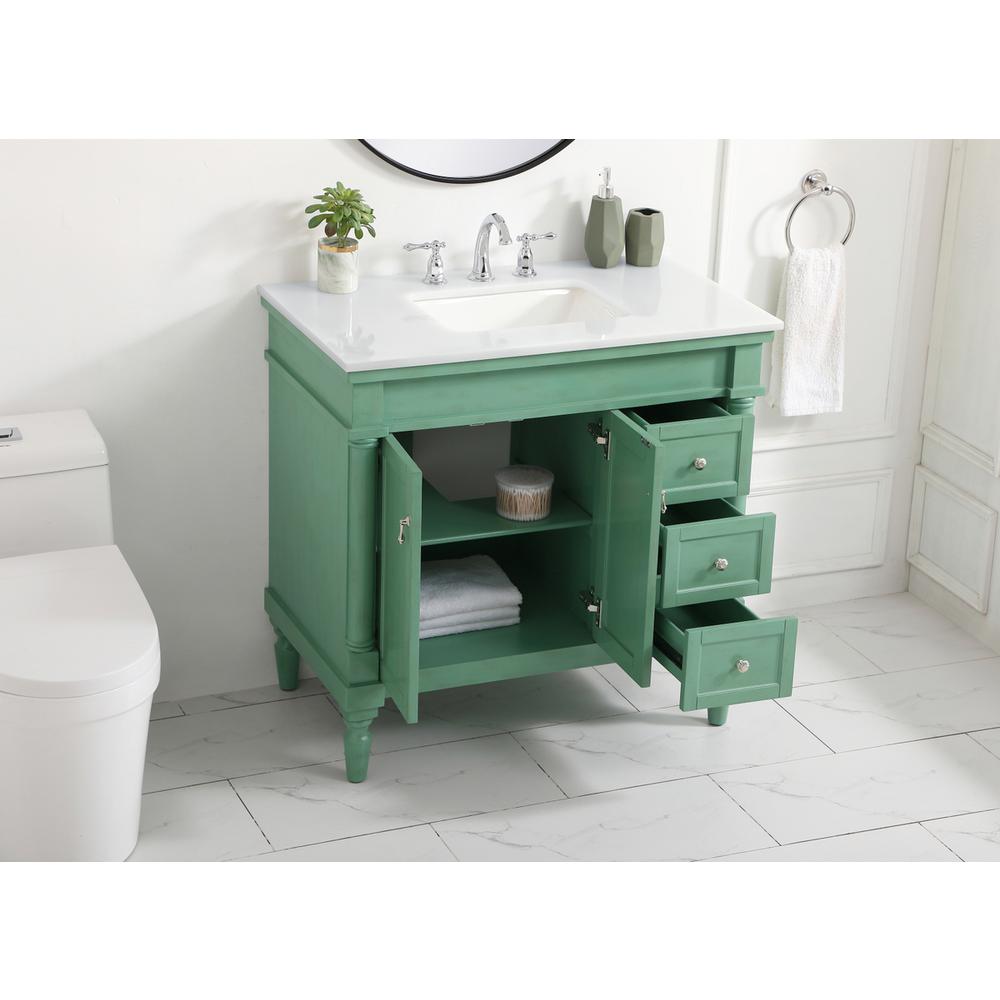 36 inch Single Bathroom vanity in vintage mint. Picture 3