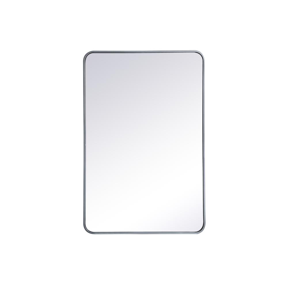 Soft corner metal rectangular mirror 28x42 inch in Silver. Picture 6