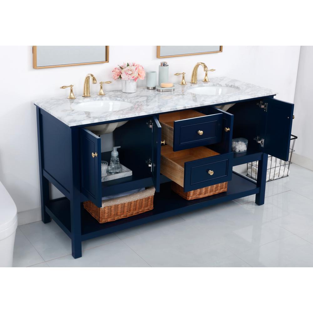 60 inch Single bathroom vanity in Blue. Picture 4