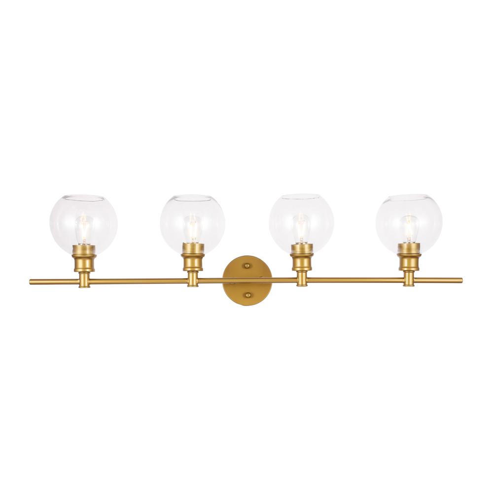 Collier 4 light Brass and Clear glass Wall sconce. Picture 1