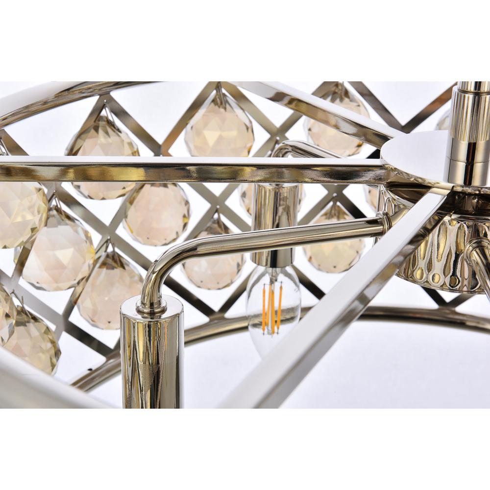 Madison 5 light polished Nickel Chandelier Golden Teak (Smoky) Royal Cut Crystal. Picture 4