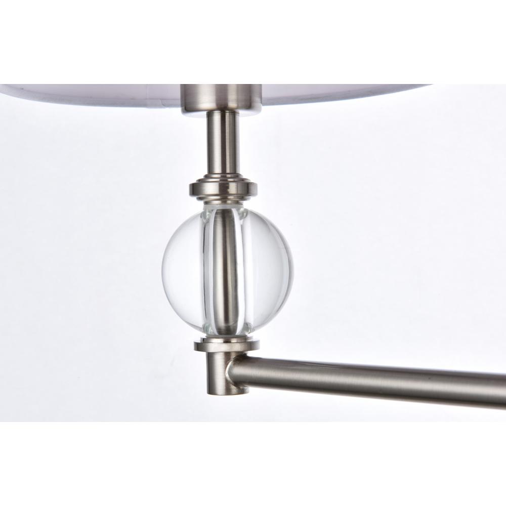 Bethany 3 lights bath sconce in satin nickel with white fabric shade. Picture 5
