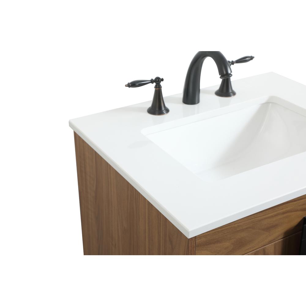 24 inch Single bathroom vanity in walnut brown. Picture 11
