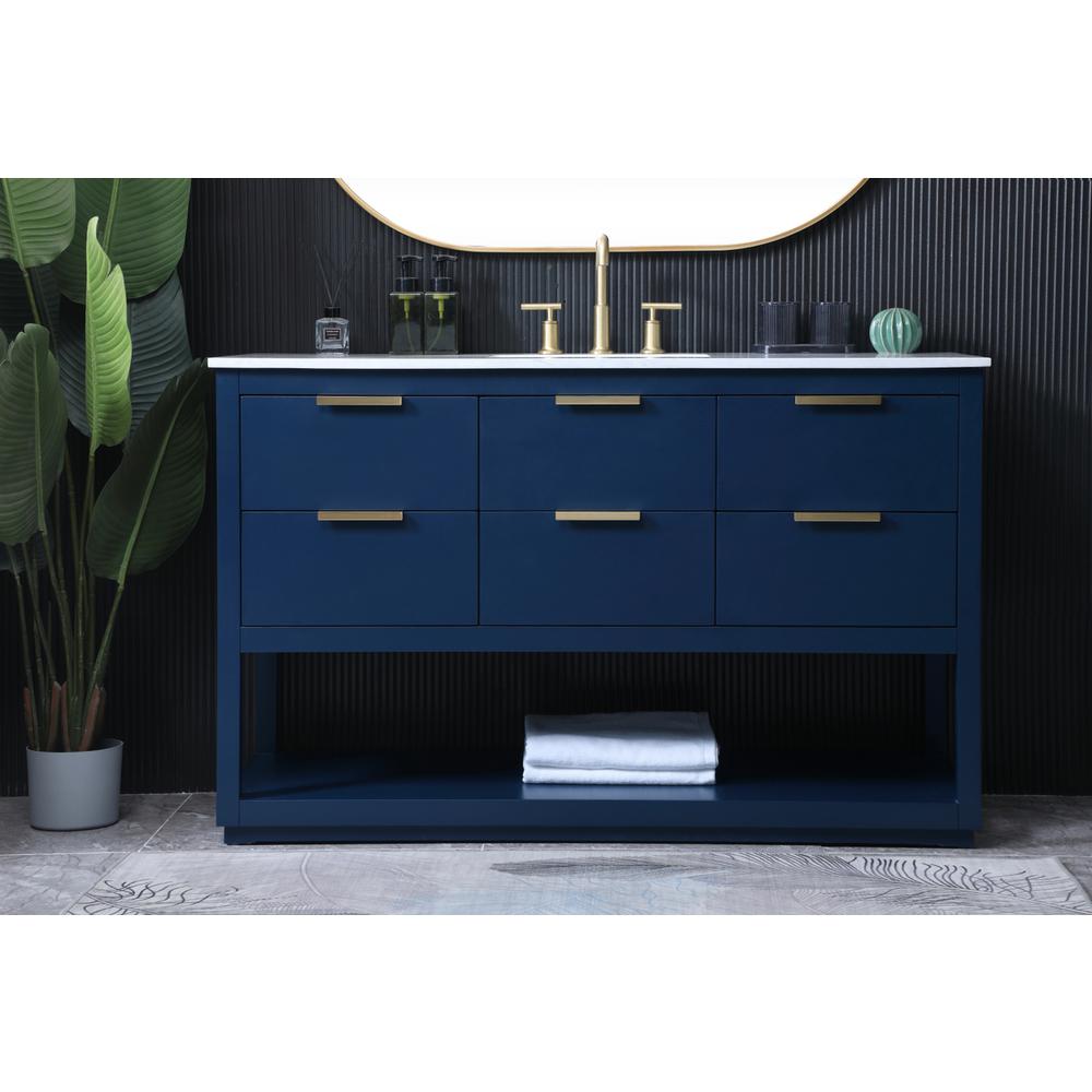 54 Inch SIngle Bathroom Vanity In Blue. Picture 14