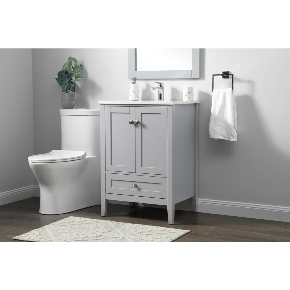 24 Inch SIngle Bathroom Vanity In Grey. Picture 2