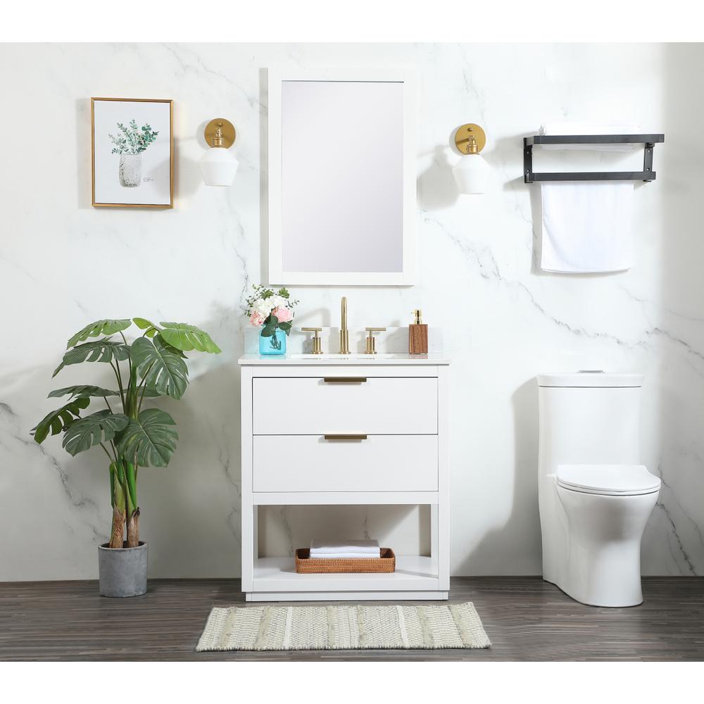 30 inch Single bathroom vanity in white with backsplash. Picture 4