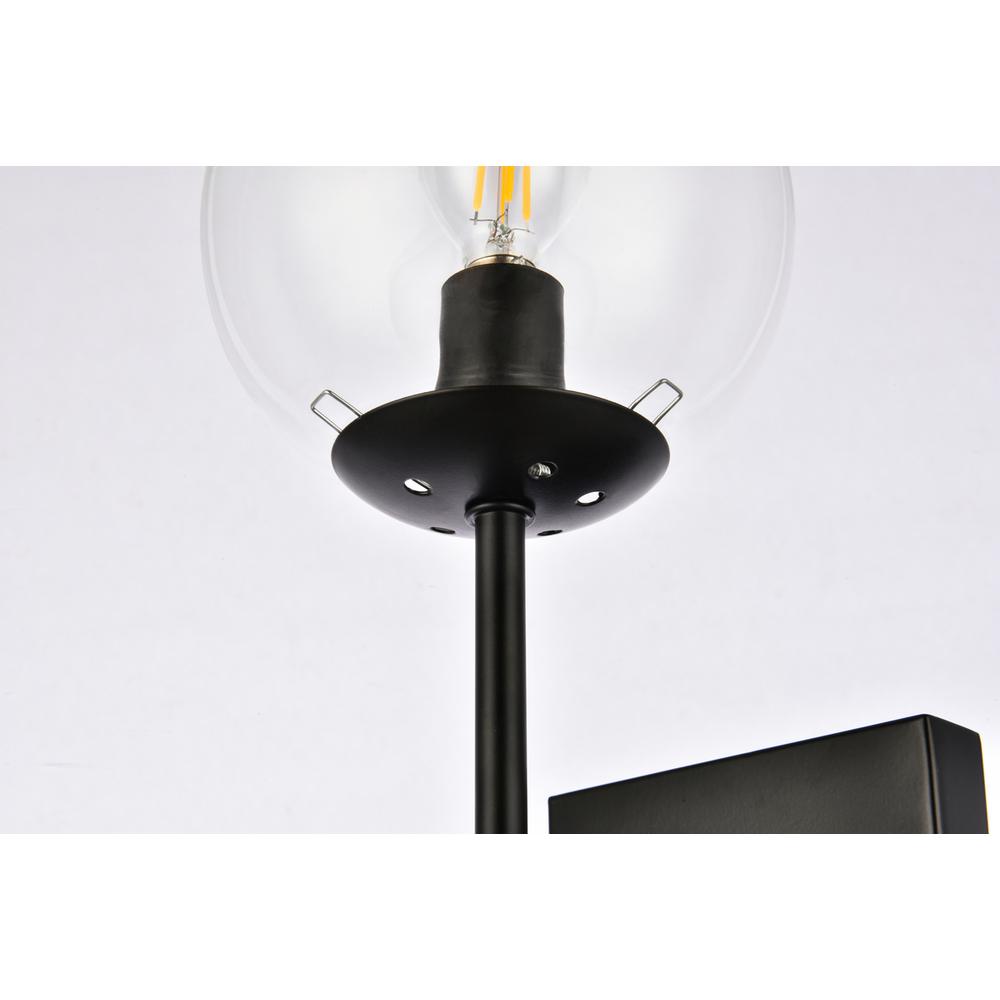 Neri 2 lights black and clear glass wall sconce. Picture 6