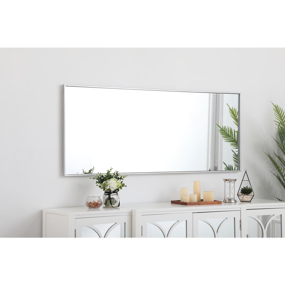 Metal frame rectangle mirror 24 inch in silver. Picture 6