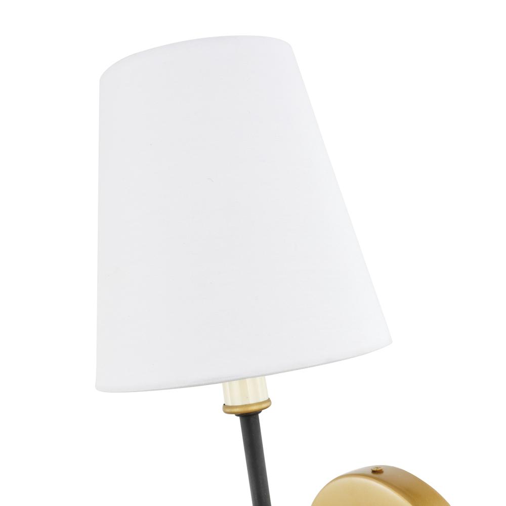 Mel 1 light Brass and Black and White shade wall sconce. Picture 12