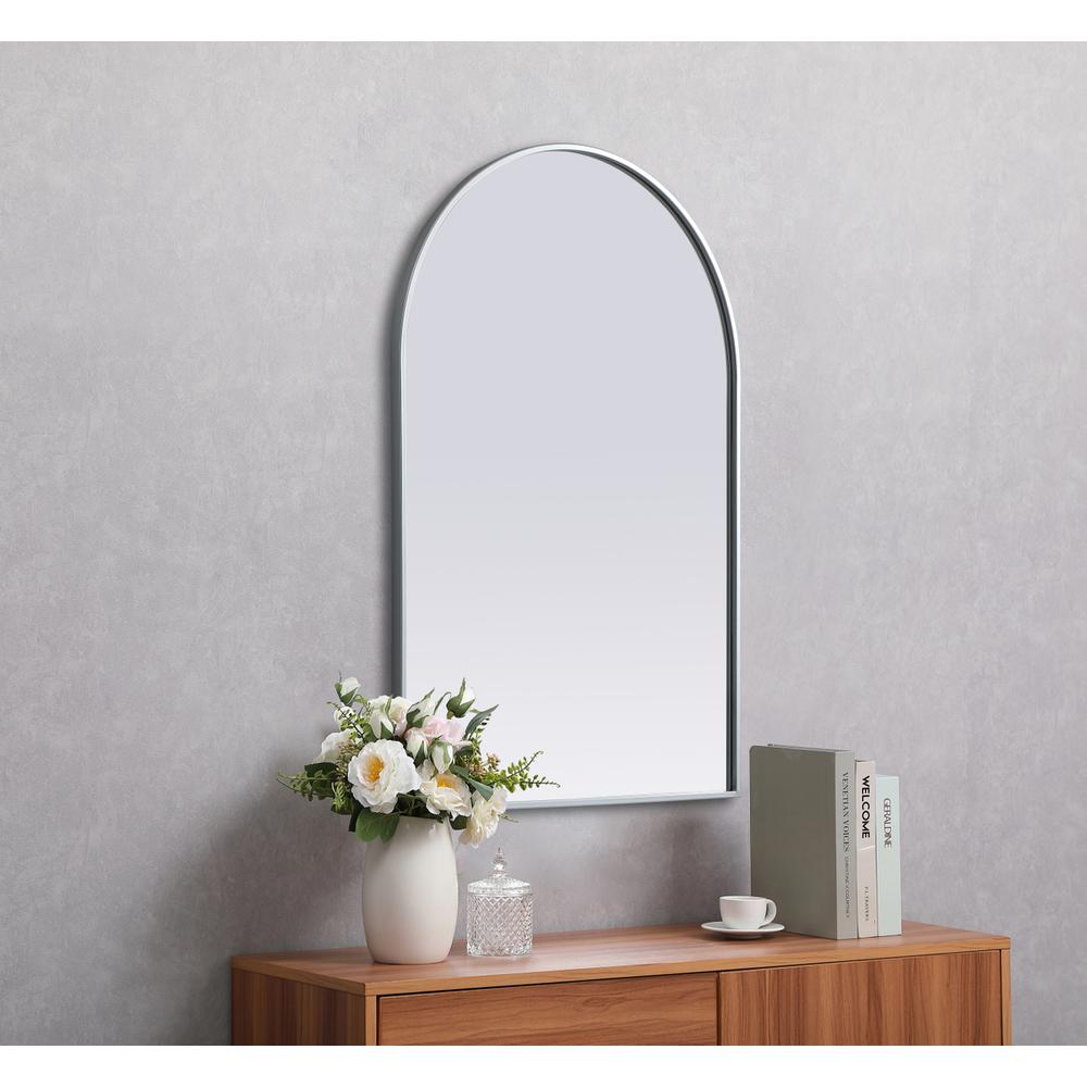 Metal Frame Arch Mirror 27x40 Inch in Silver. Picture 3
