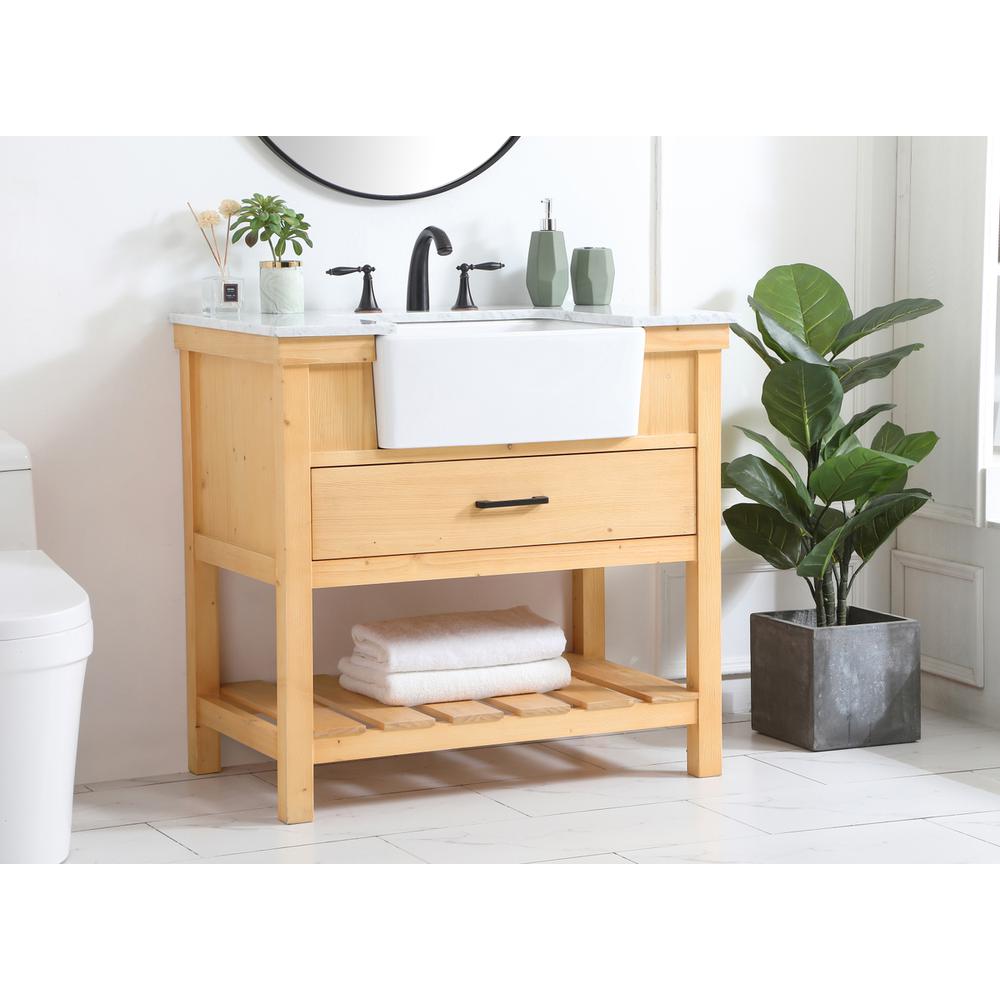 36 inch Single bathroom vanity in natural wood. Picture 2