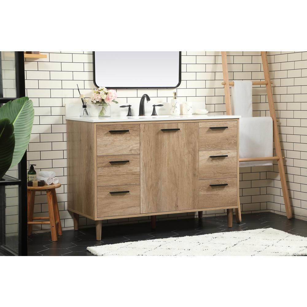 48 inch Single bathroom vanity in natural oak with backsplash. Picture 2