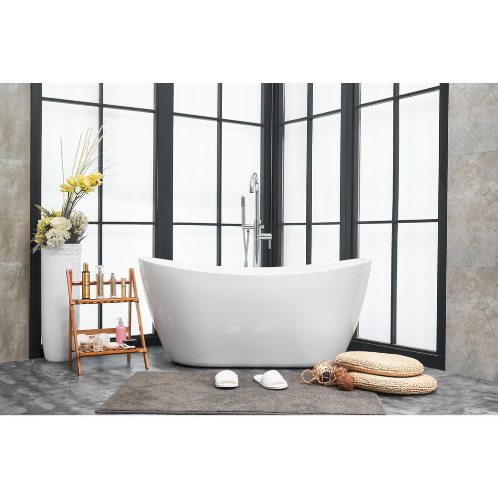 54 inch soaking double slipper bathtub in glossy white. Picture 14