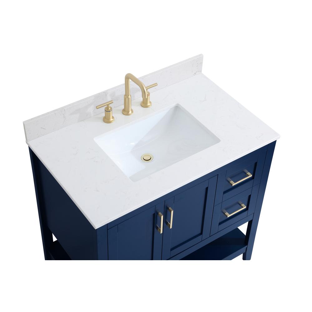 36 inch Single Bathroom Vanity in Blue with Backsplash. Picture 11