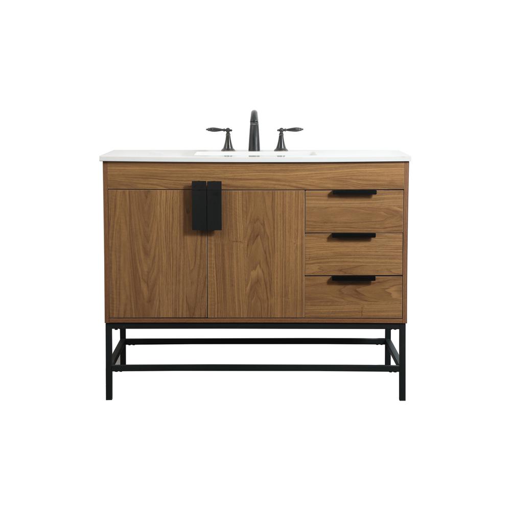 42 inch Single bathroom vanity in walnut brown. Picture 1
