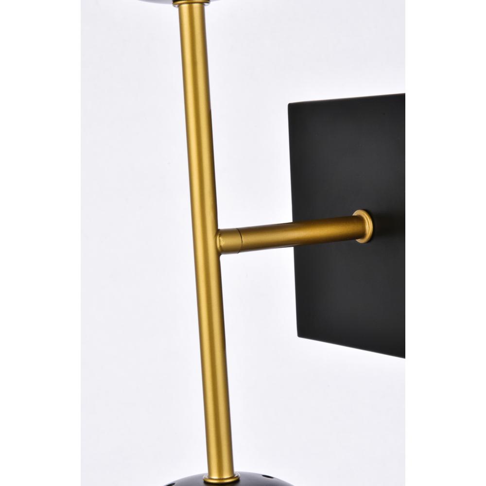 Neri 2 lights black and brass and clear glass wall sconce. Picture 6