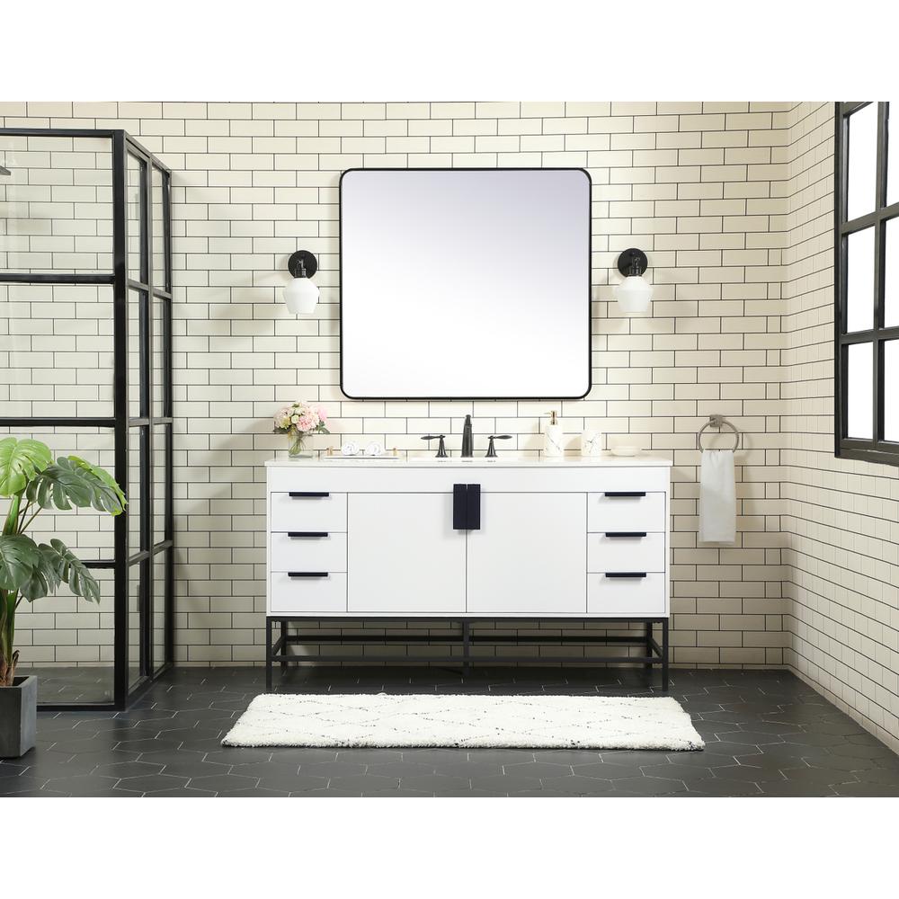 60 inch Single bathroom vanity in white. Picture 4