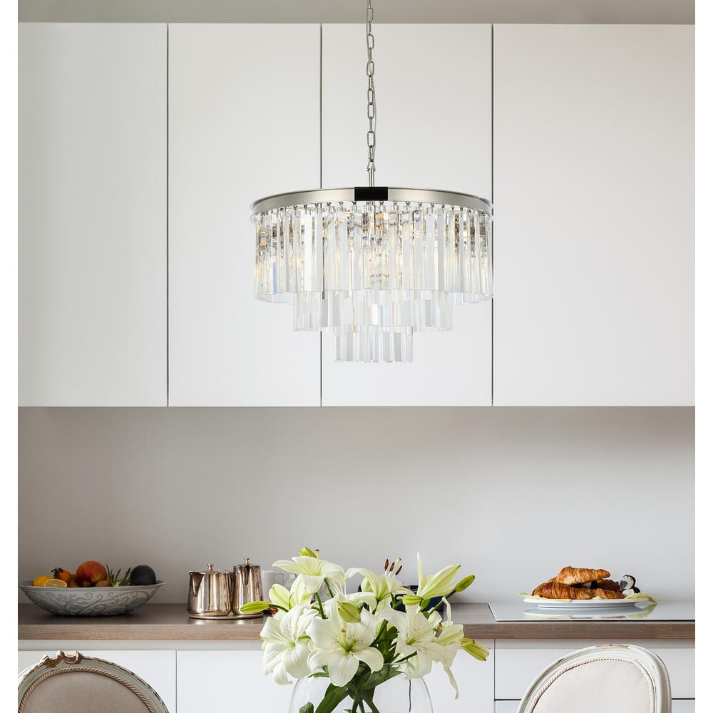 Sydney 9 light polished nickel Chandelier Clear Royal Cut Crystal. Picture 8