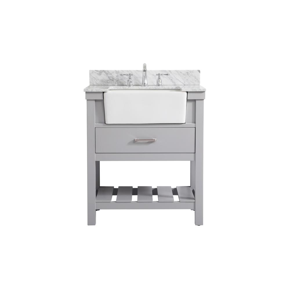 30 inch Single bathroom vanity in grey with backsplash. Picture 1
