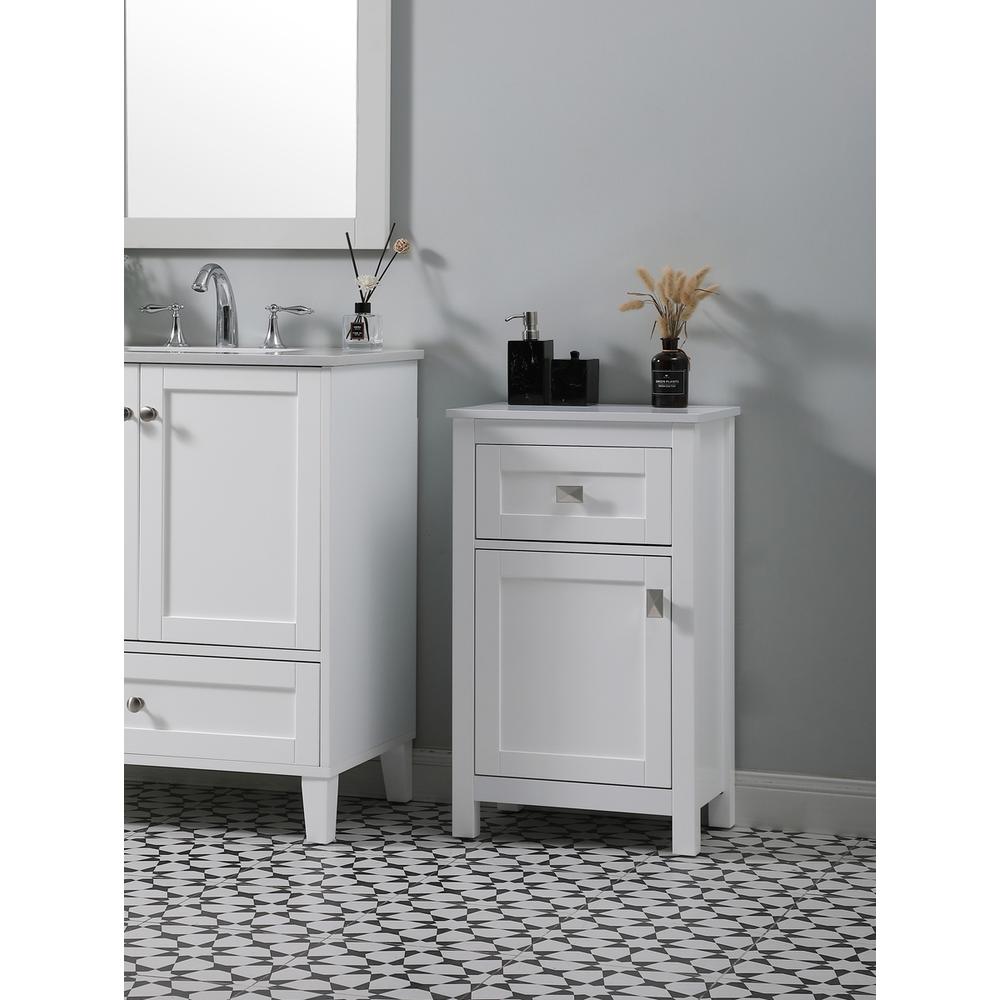 18 Inch Wide Bathroom Storage Freedstanding Cabinet In White. Picture 9