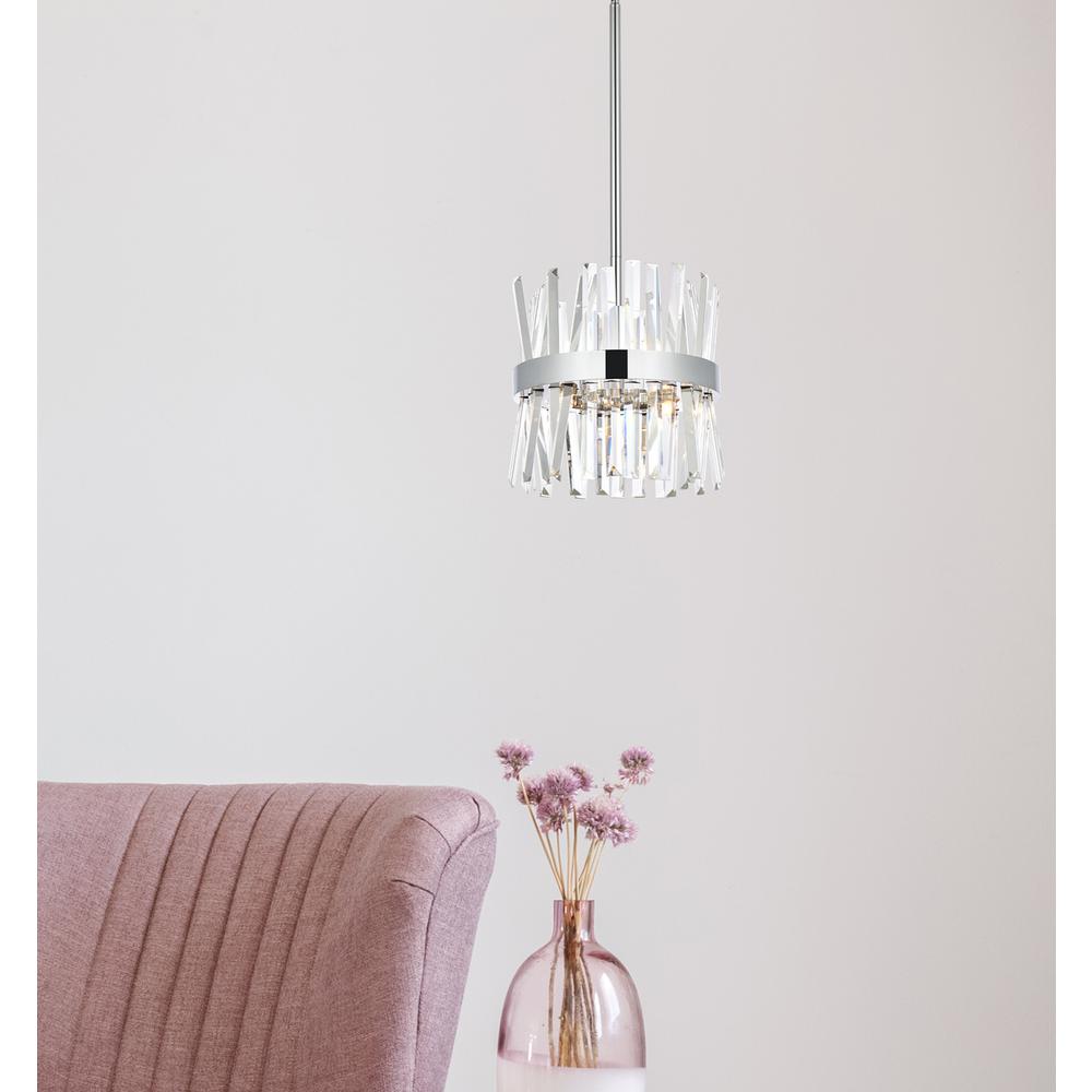 Serephina 12 inch crystal round pendant light in chrome. Picture 8