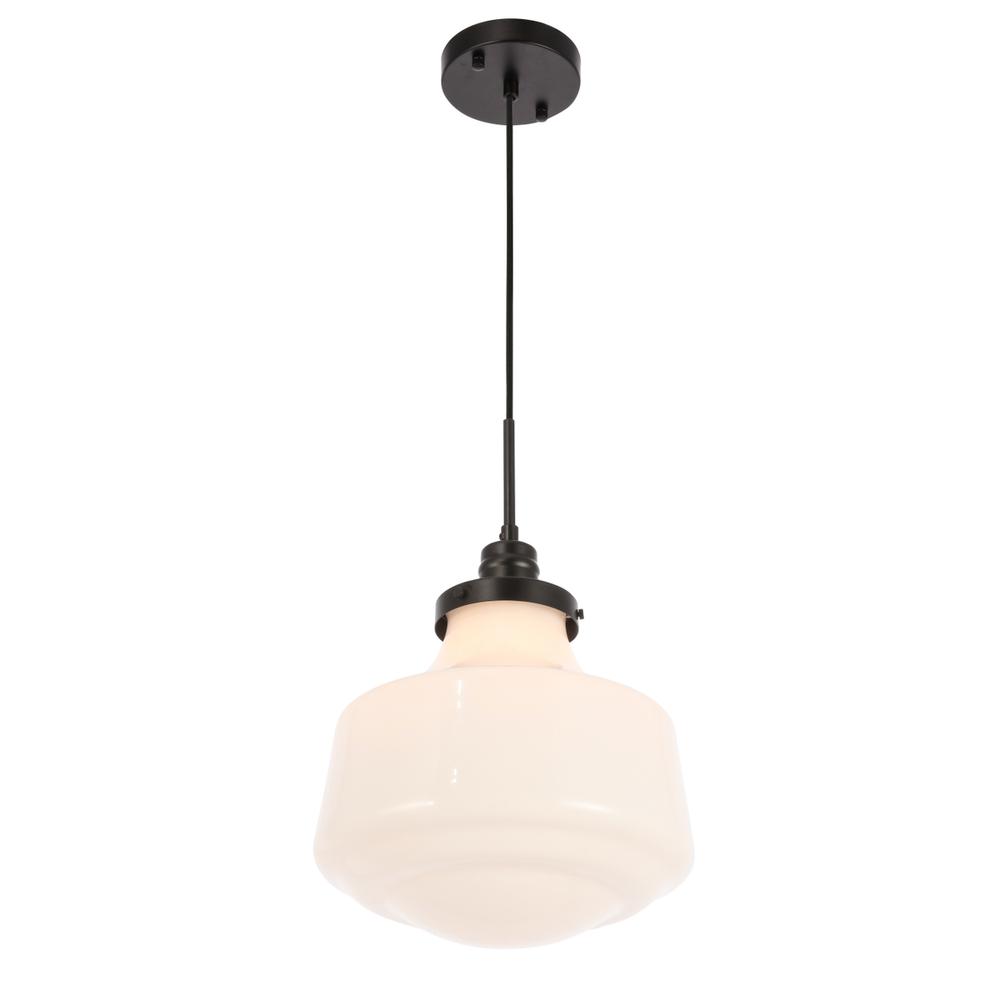 Lyle 1 light Black and frosted white glass pendant. Picture 6