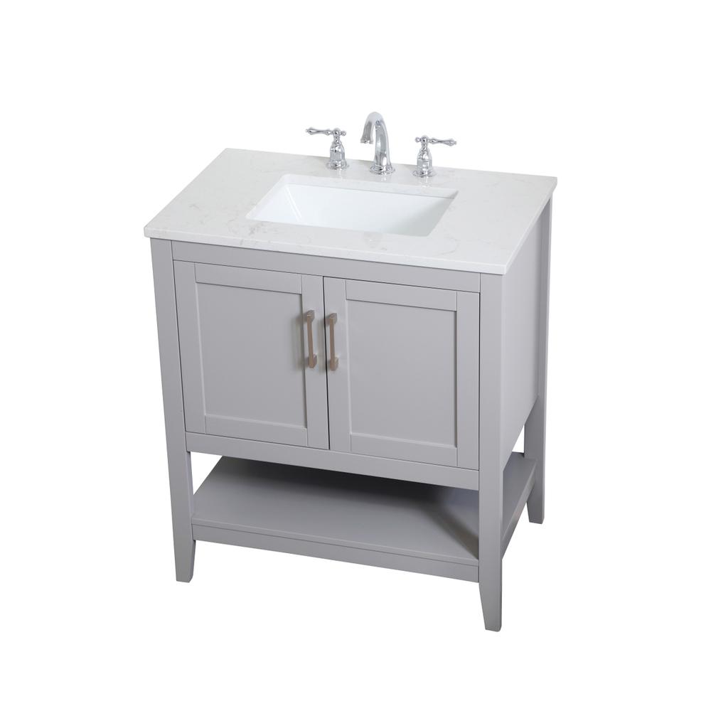 30 inch Single Bathroom Vanity in Grey. Picture 7