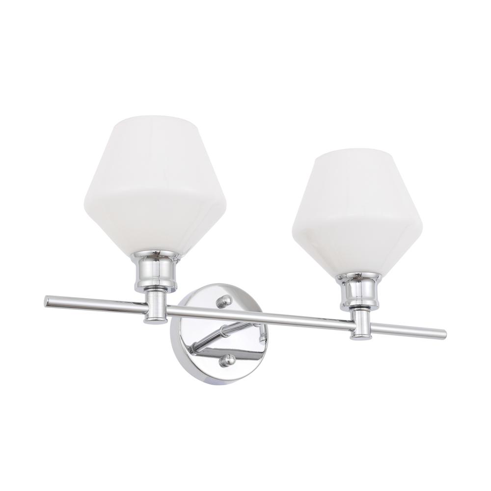 Gene 2 light Chrome and Frosted white glass Wall sconce. Picture 6