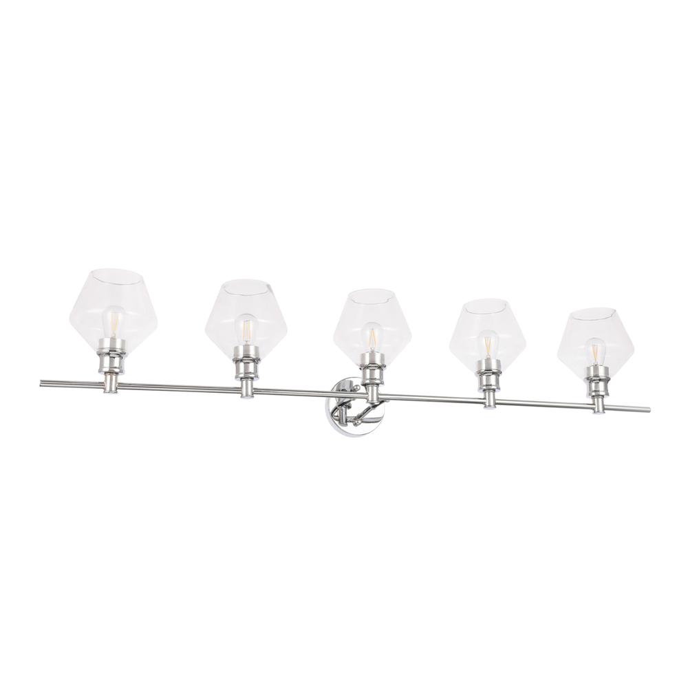 Gene 5 light Chrome and Clear  glass Wall sconce. Picture 4