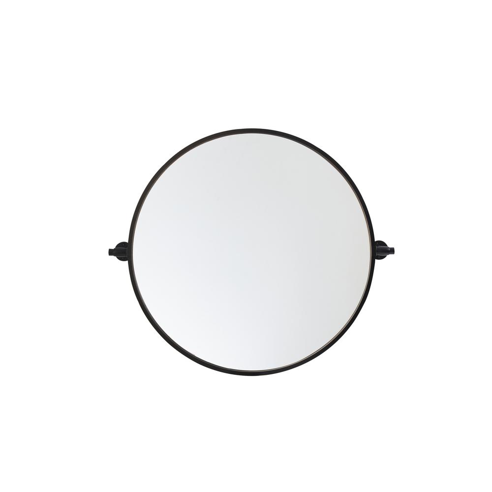 Round pivot mirror 24 inch in black. Picture 1