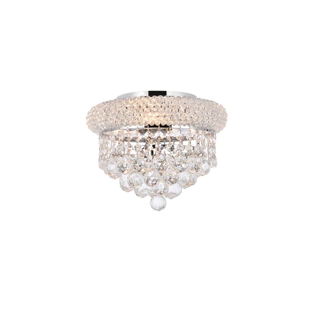 Primo 3 light Chrome Flush Mount Clear Royal Cut Crystal. Picture 1