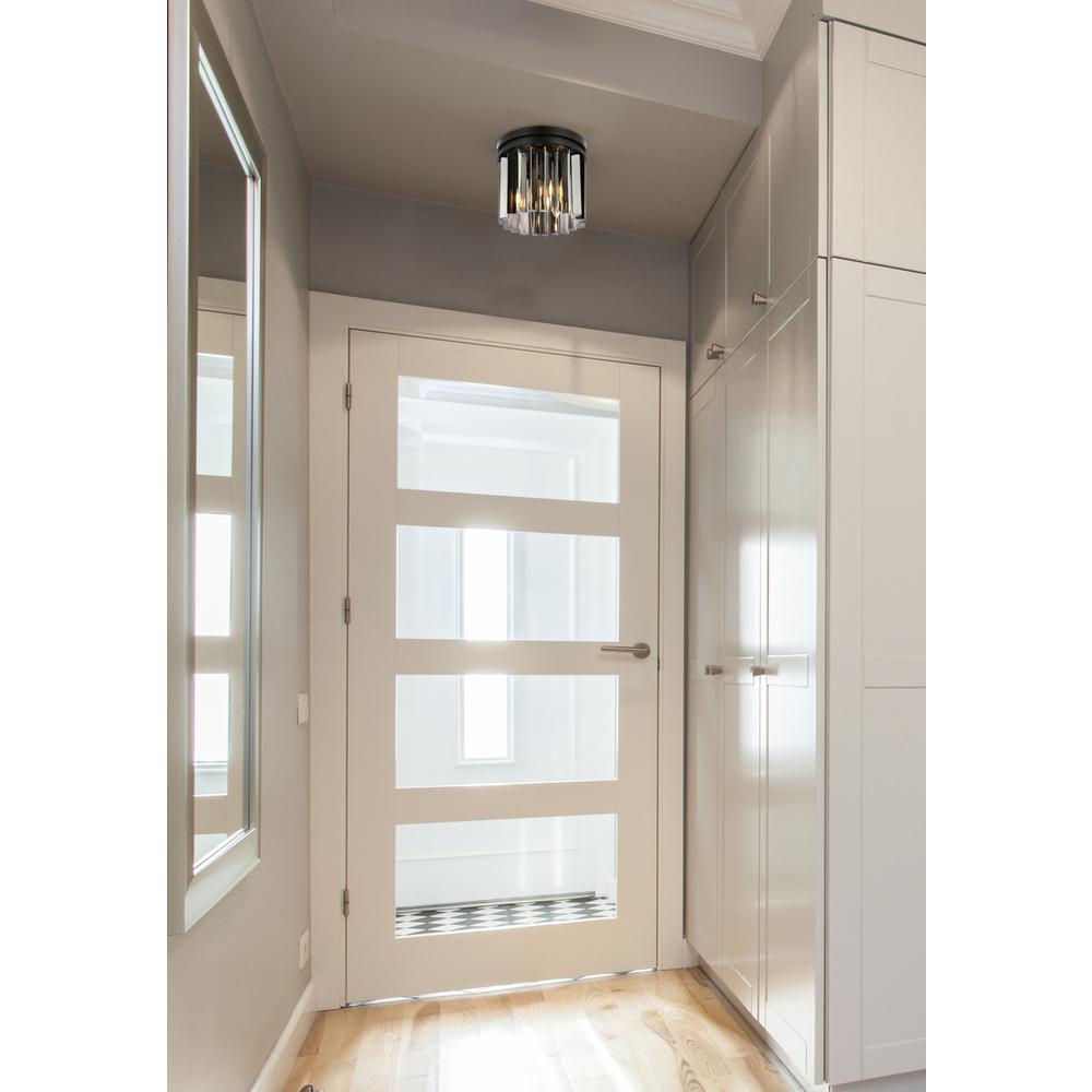 Sydney 3 light Matte Black Flush Mount Silver Shade (Grey) Royal Cut Crystal. Picture 8