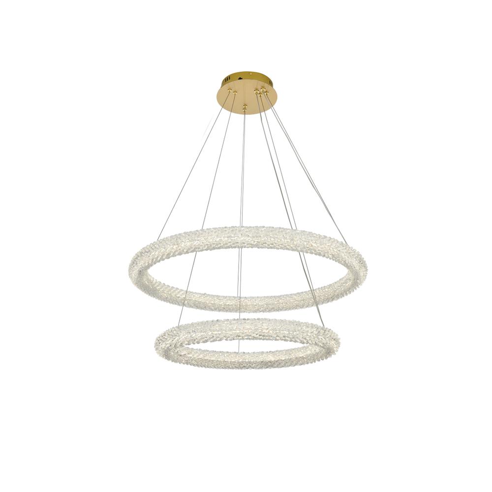 Bowen 32 inch Adjustable LED Chandelier in Satin Gold. Picture 2